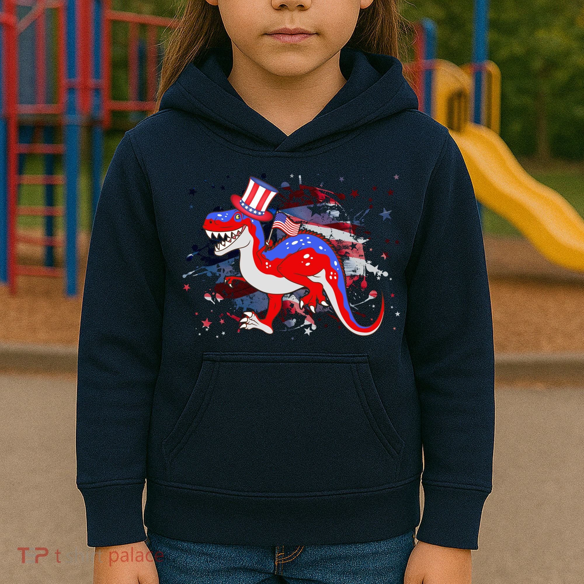 USA Patriotic Presidential Dinosaur Kids Hoodie