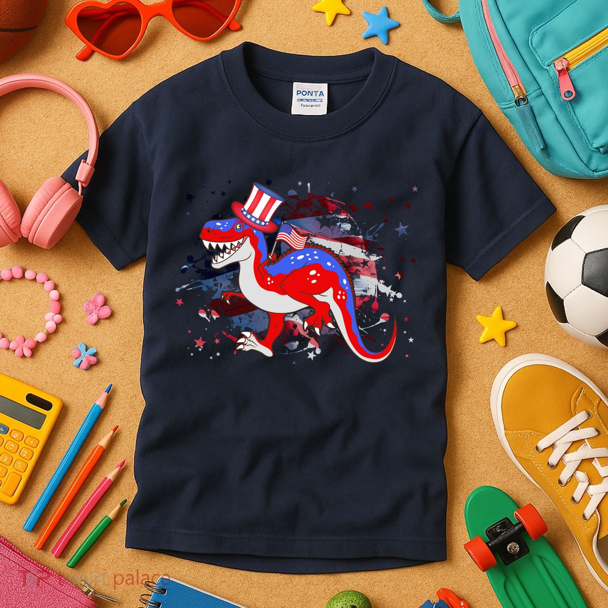 USA Patriotic Presidential Dinosaur Kids T-Shirt