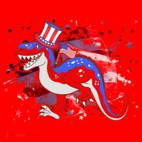 USA Patriotic Presidential Dinosaur Santa Hat thumb 1