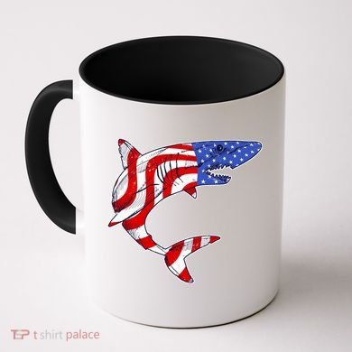 USA Patriotic Shark Coffee Mug