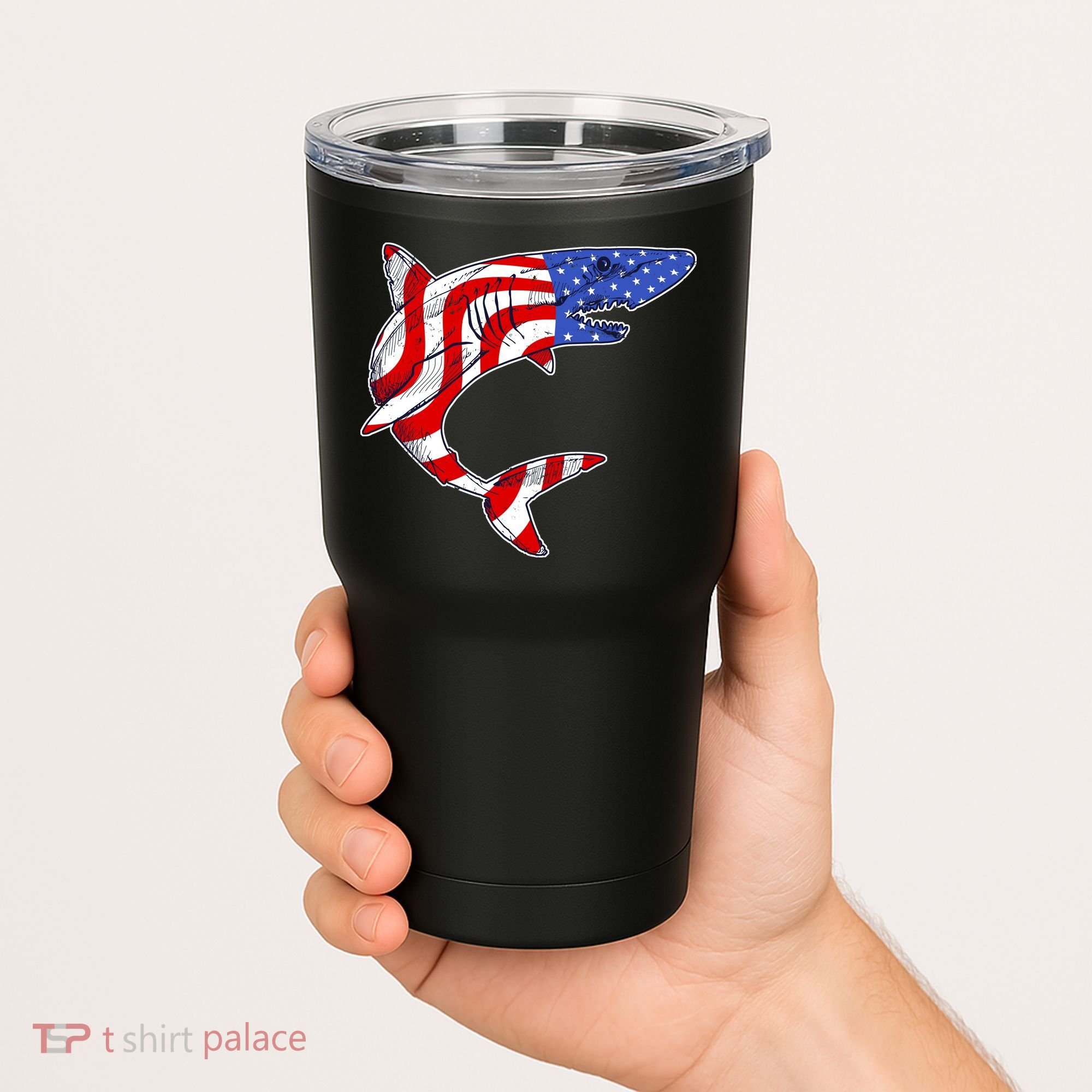 USA Patriotic Shark Tumbler