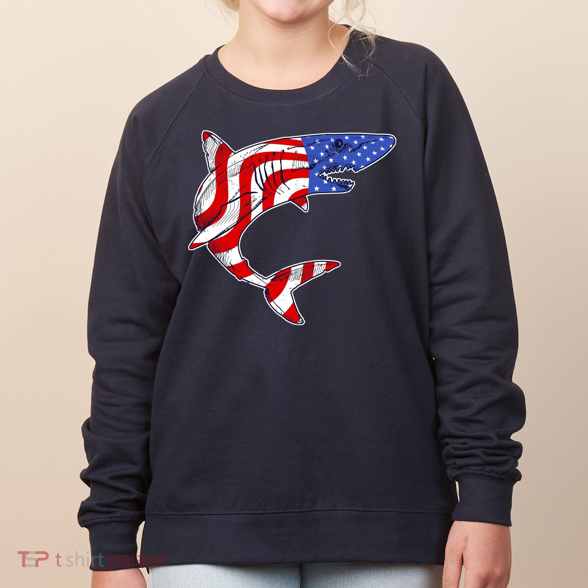 USA Patriotic Shark Women's Sweatshirt