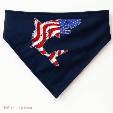 USA Patriotic Shark USA-Made Doggie Bandana