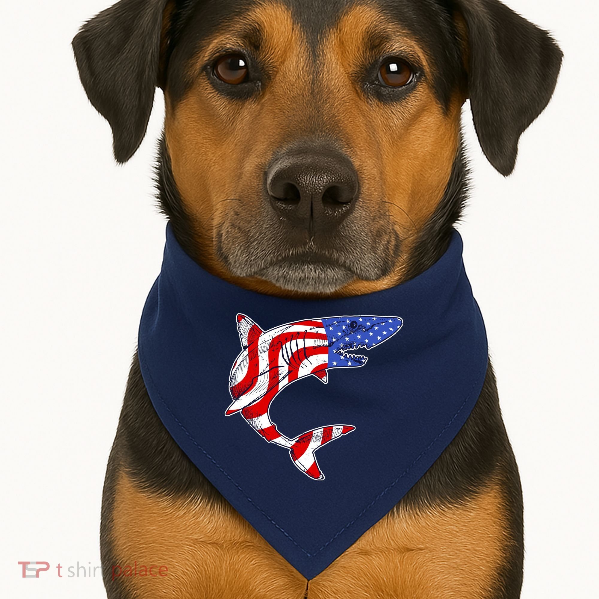 USA Patriotic Shark USA-Made Doggie Bandana