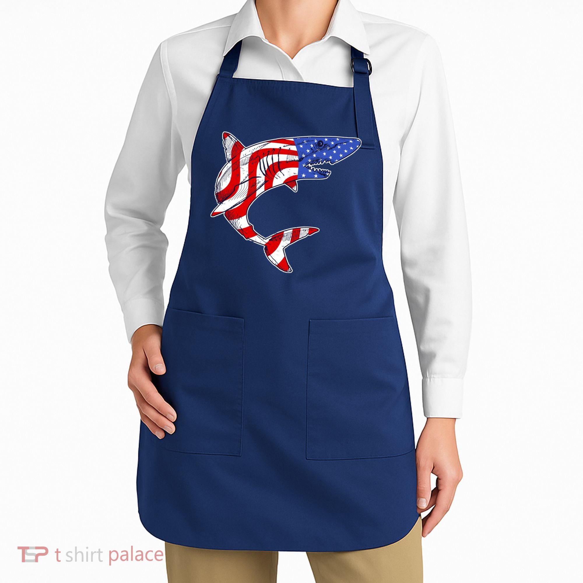 USA Patriotic Shark Apron