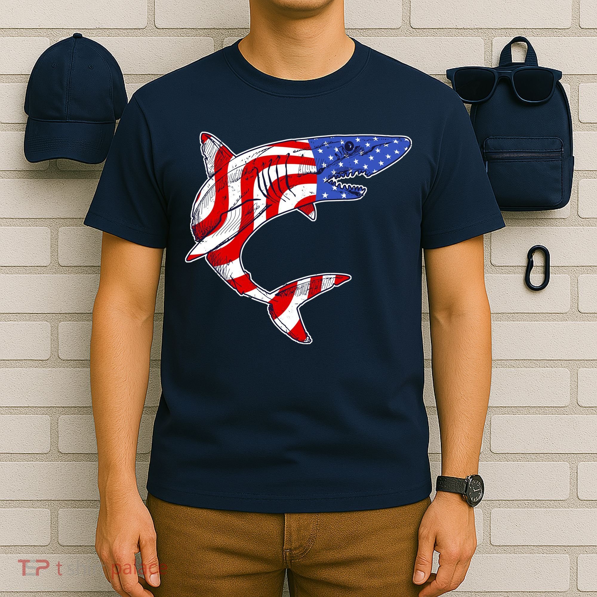 USA Patriotic Shark T-Shirt