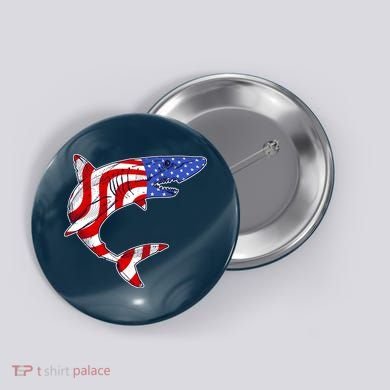 USA Patriotic Shark Button
