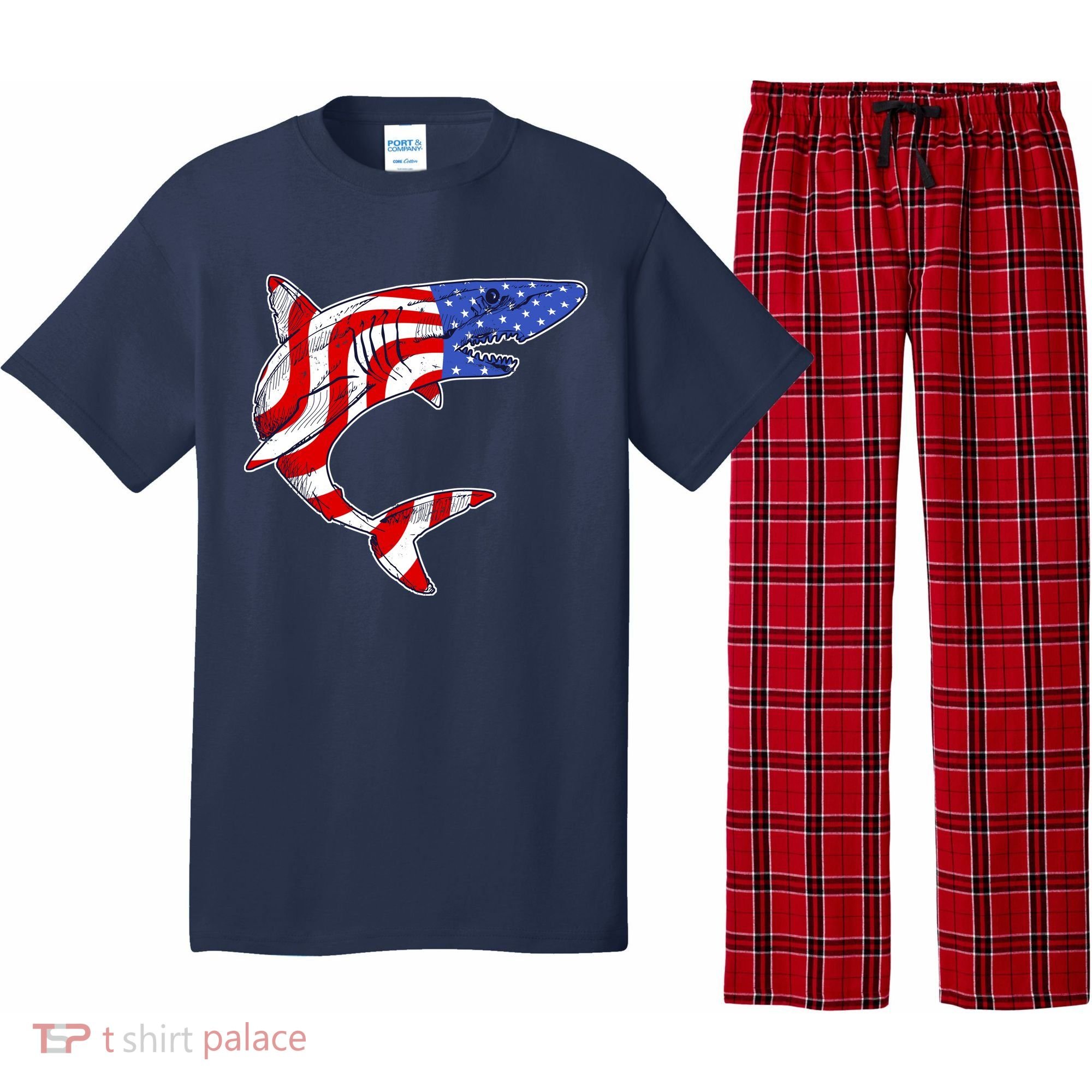 USA Patriotic Shark Pajama Set