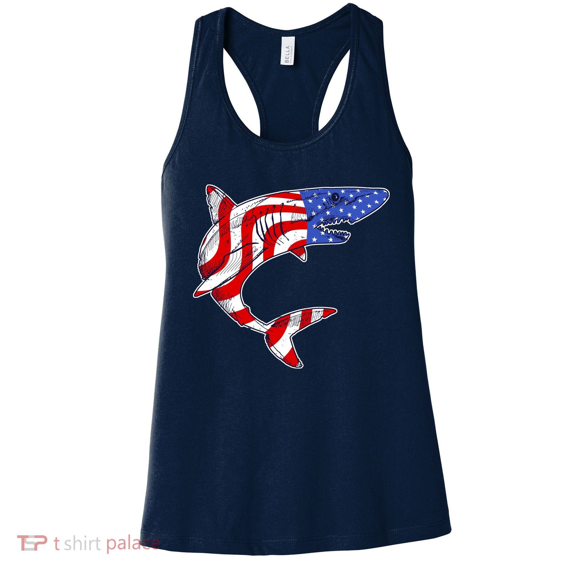 USA Patriotic Shark Women's Tank Top