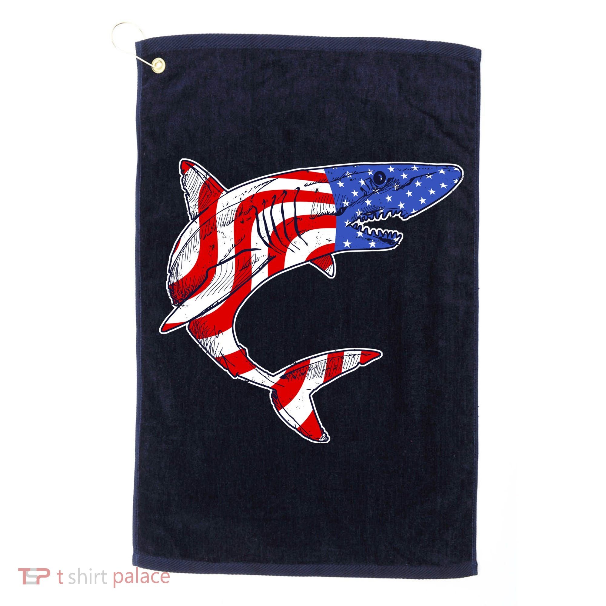 USA Patriotic Shark Golf Towel