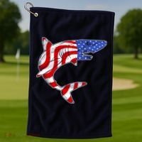USA Patriotic Shark Golf Towel thumb 1