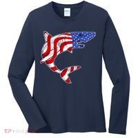 USA Patriotic Shark Women's Long Sleeve Shirt thumb 0