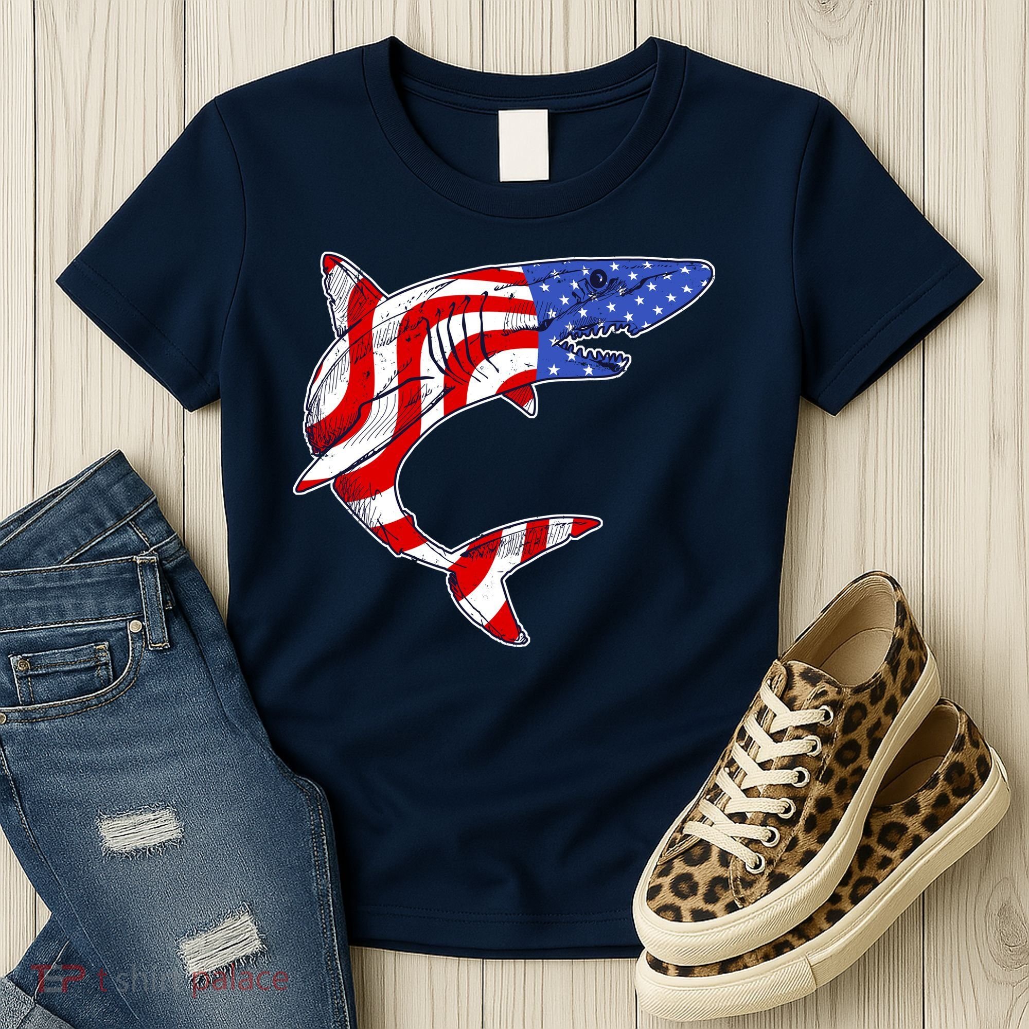 USA Patriotic Shark Women's T-Shirt