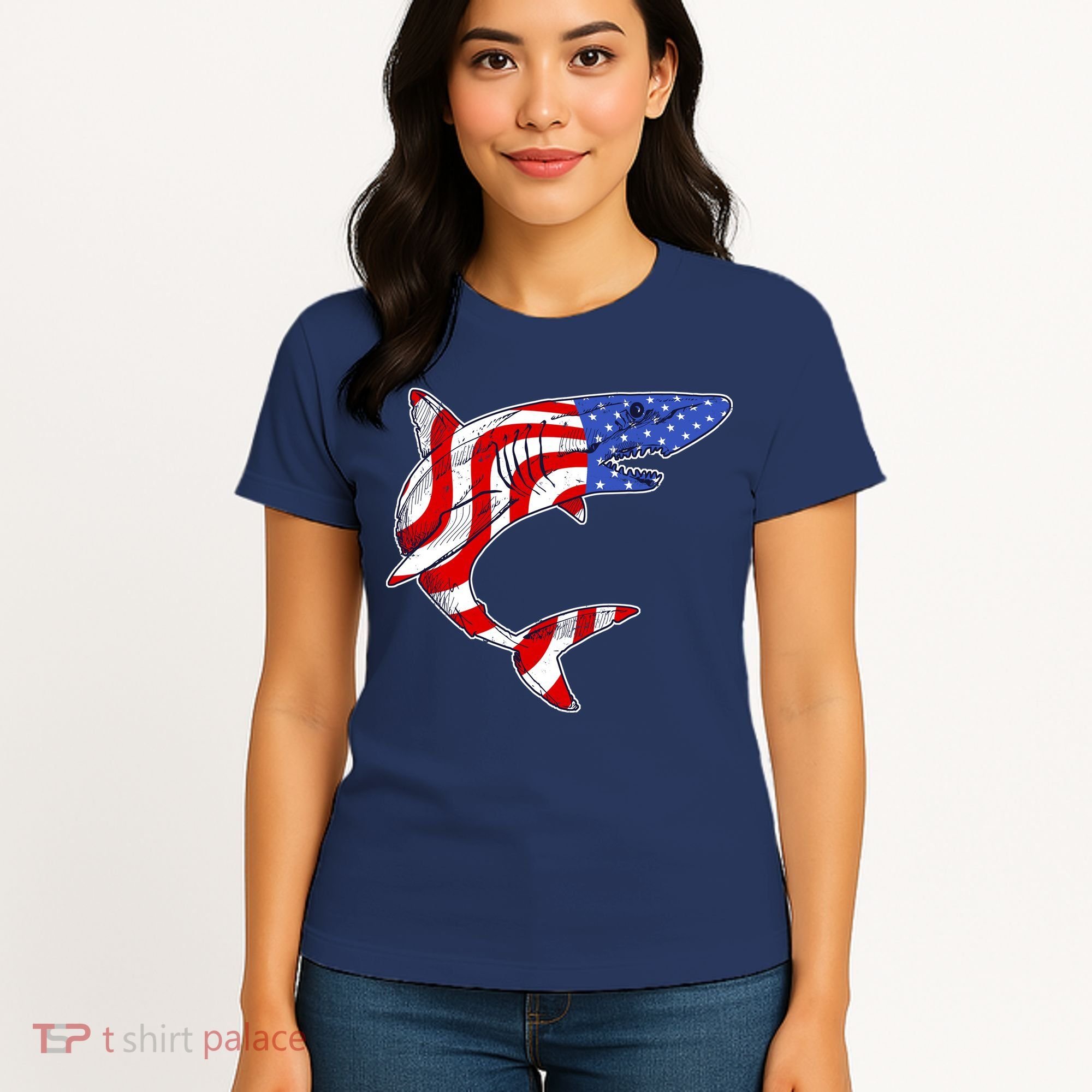 USA Patriotic Shark Women's T-Shirt