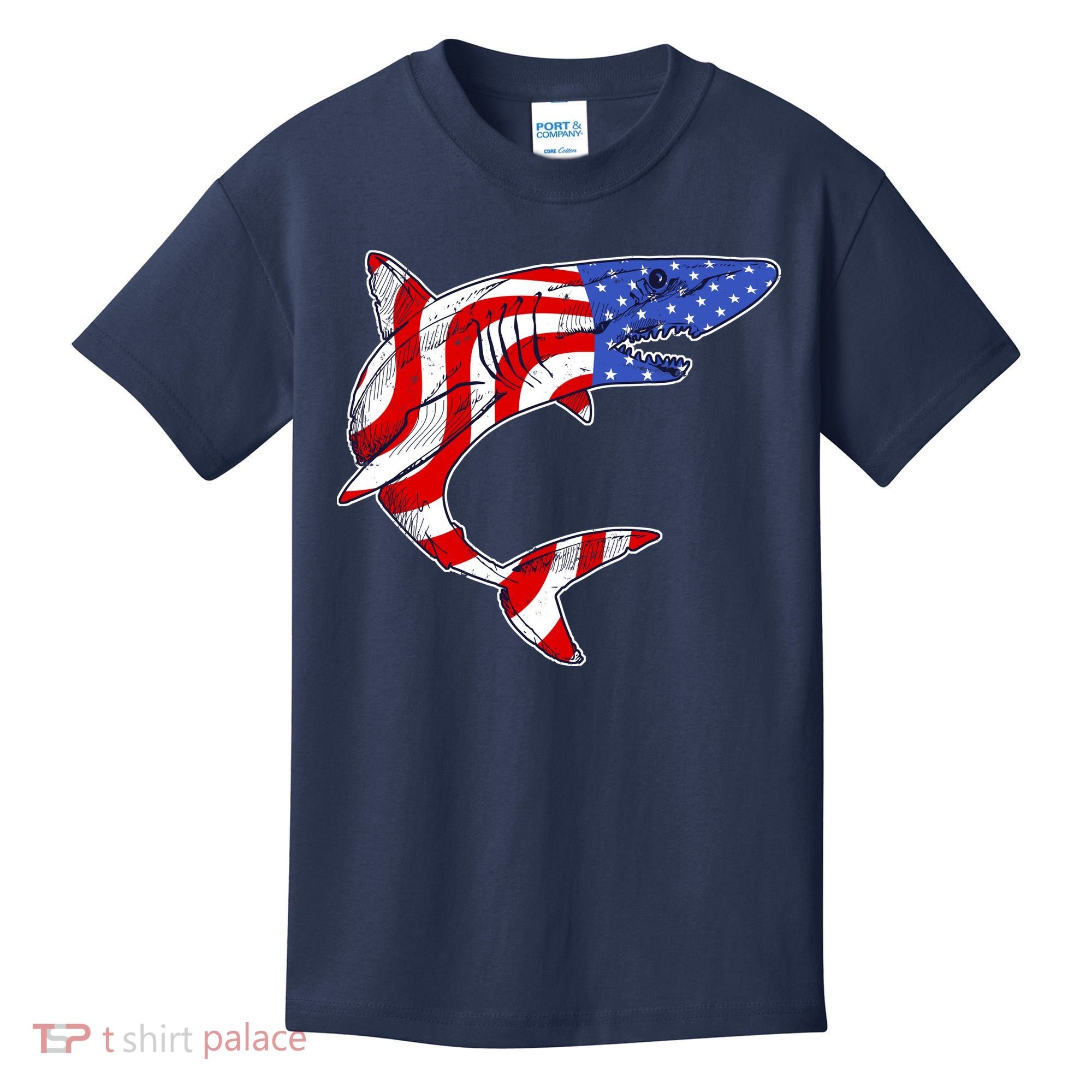 USA Patriotic Shark Kids T-Shirt