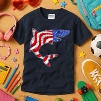 USA Patriotic Shark Kids T-Shirt thumb 3