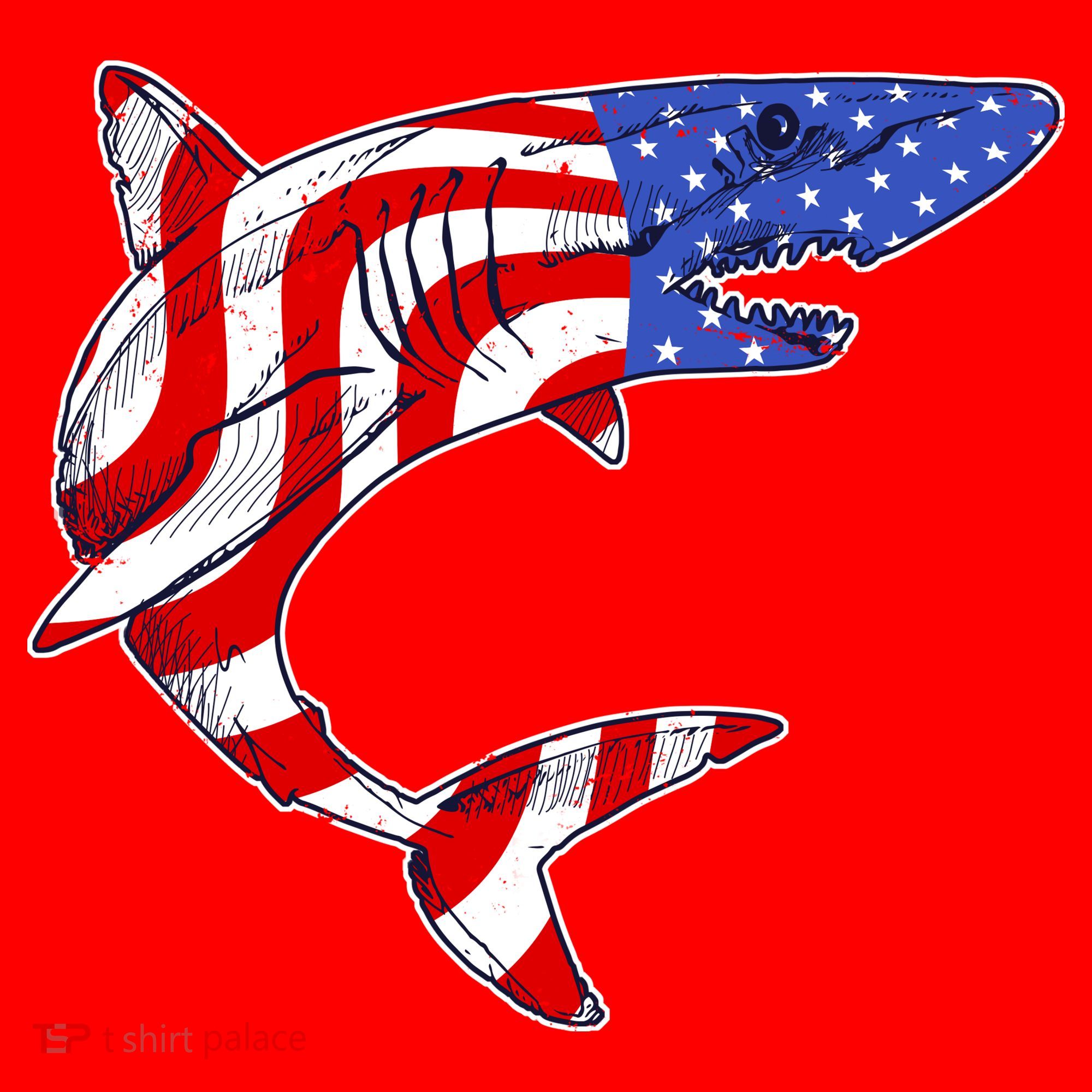USA Patriotic Shark Santa Hat