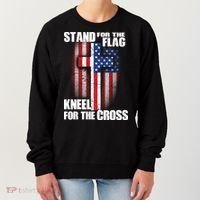 USA Patriotic Stand For The Flag Kneel For The Cross Women's Sweatshirt thumb 0