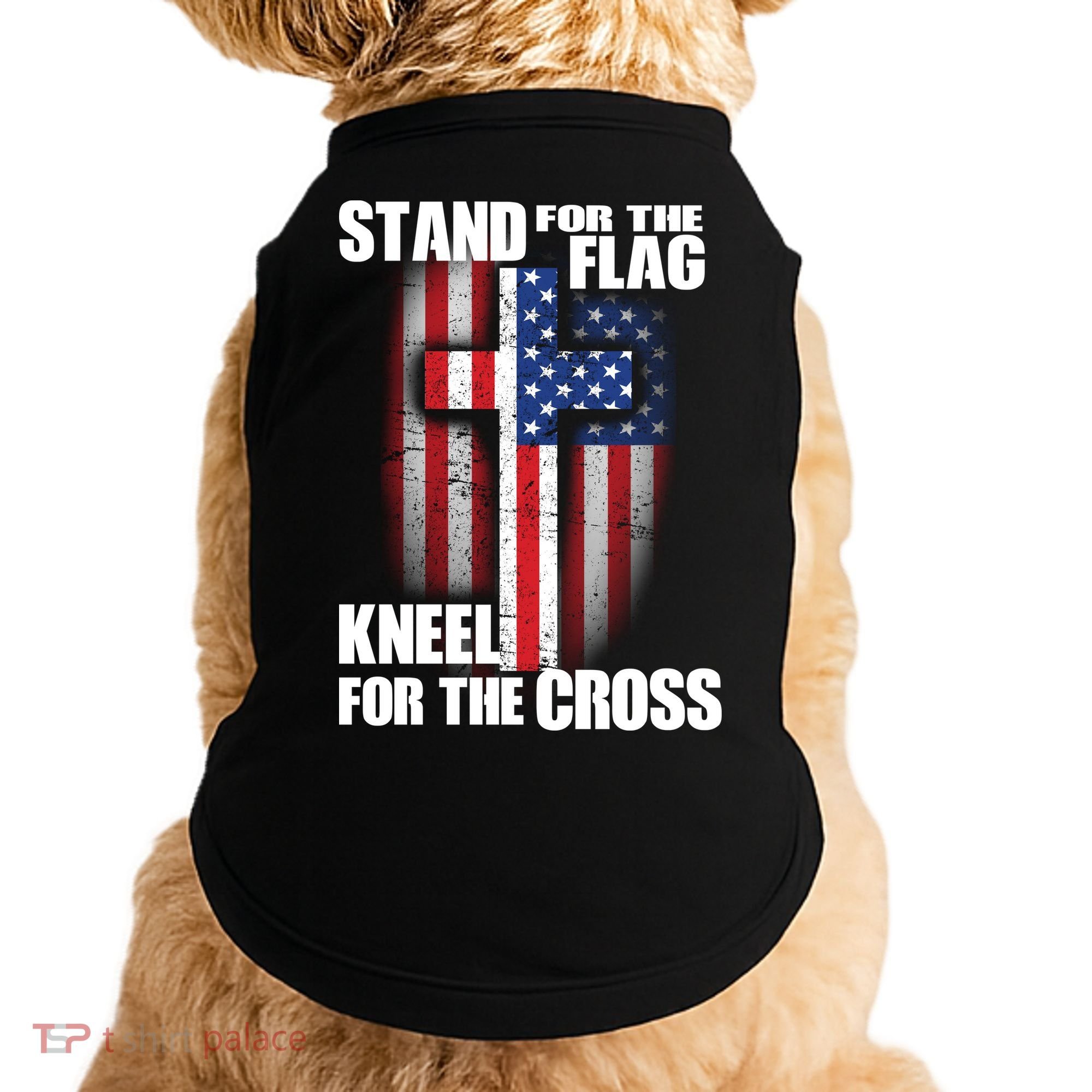 USA Patriotic Stand For The Flag Kneel For The Cross Doggie Tank