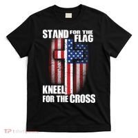 USA Patriotic Stand For The Flag Kneel For The Cross T-Shirt thumb 0