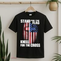 USA Patriotic Stand For The Flag Kneel For The Cross T-Shirt thumb 2