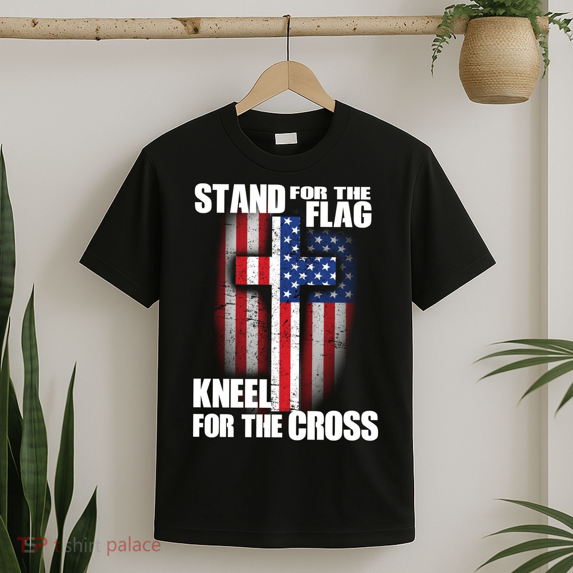 USA Patriotic Stand For The Flag Kneel For The Cross T-Shirt