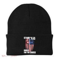 USA Patriotic Stand For The Flag Kneel For The Cross Beanie thumb 0