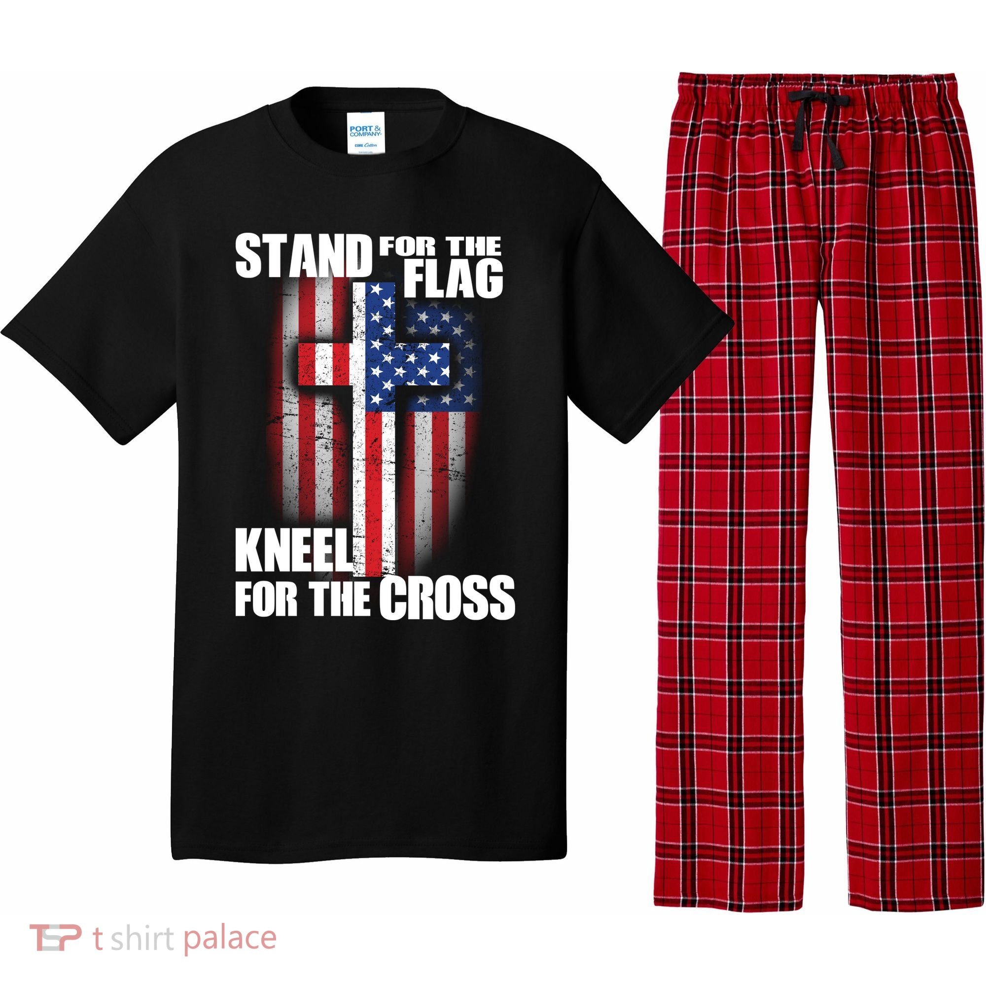 USA Patriotic Stand For The Flag Kneel For The Cross Pajama Set