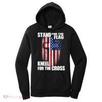 USA Patriotic Stand For The Flag Kneel For The Cross Women's Hoodie thumb 0