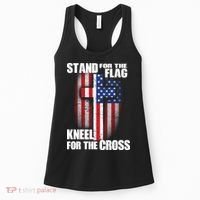 USA Patriotic Stand For The Flag Kneel For The Cross Women's Tank Top thumb 0