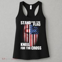 USA Patriotic Stand For The Flag Kneel For The Cross Women's Tank Top thumb 3