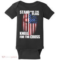 USA Patriotic Stand For The Flag Kneel For The Cross Baby Bodysuit thumb 0