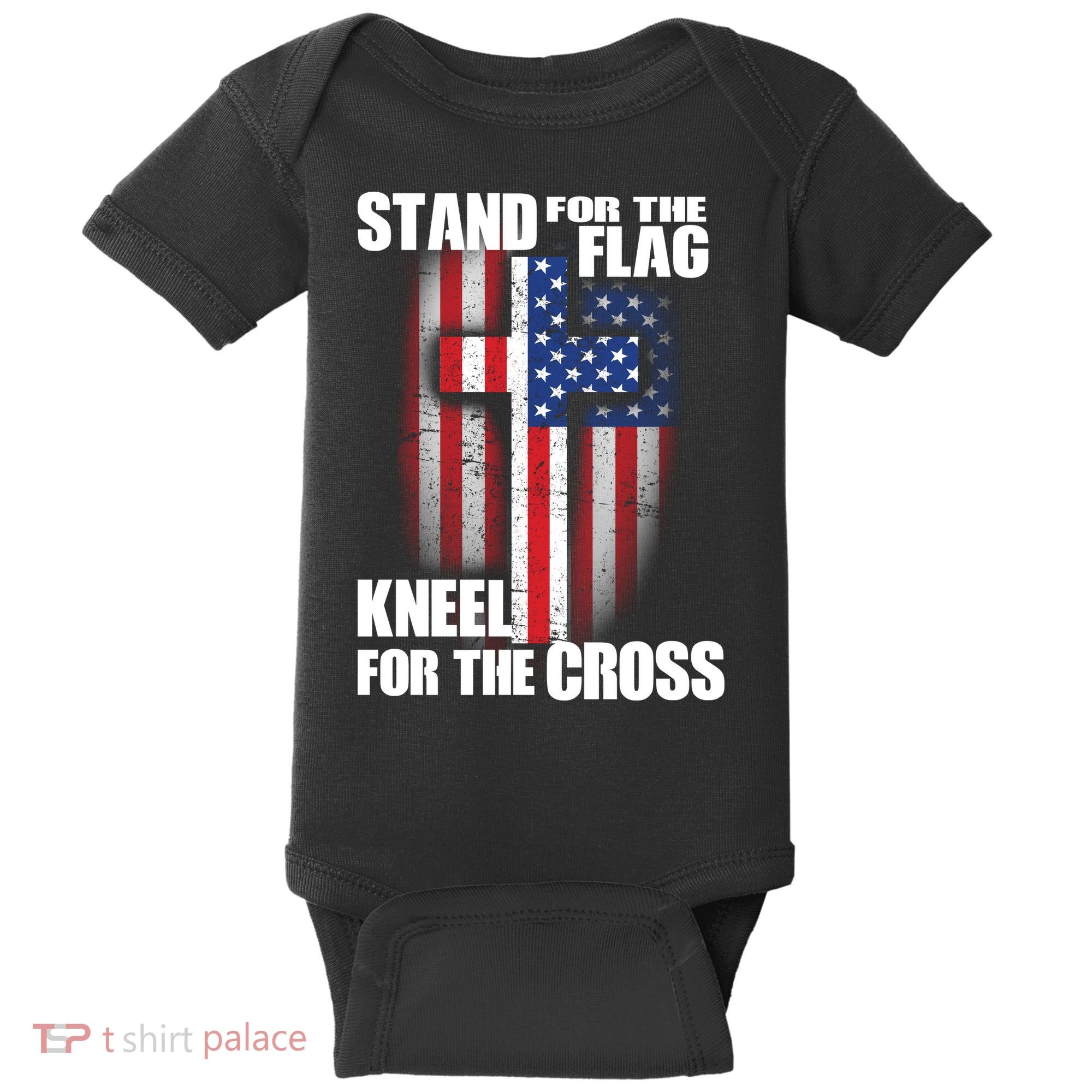 USA Patriotic Stand For The Flag Kneel For The Cross Baby Bodysuit