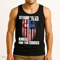 USA Patriotic Stand For The Flag Kneel For The Cross Tank Top thumb 3