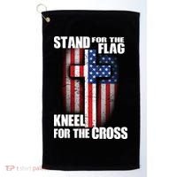 USA Patriotic Stand For The Flag Kneel For The Cross Golf Towel thumb 0