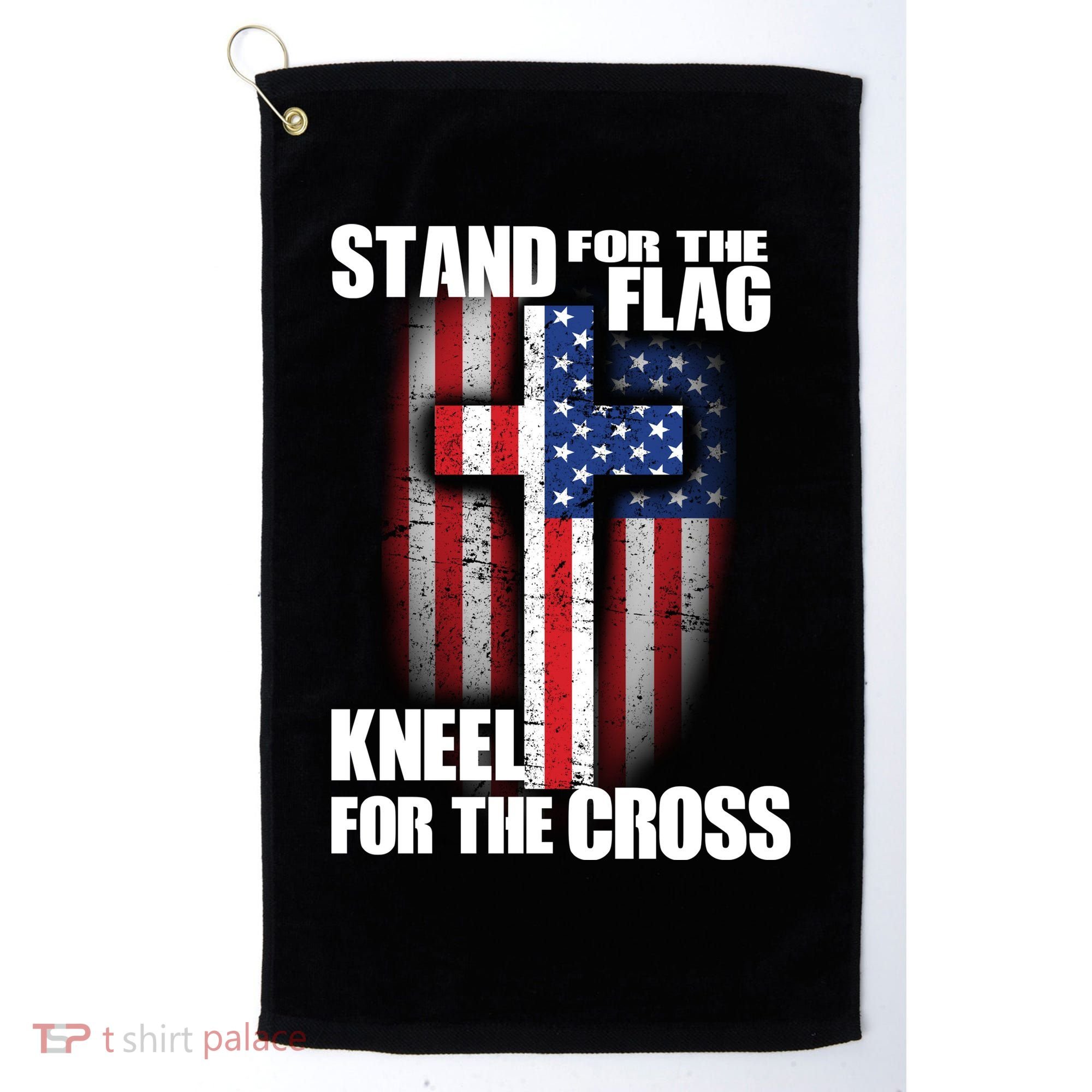 USA Patriotic Stand For The Flag Kneel For The Cross Golf Towel