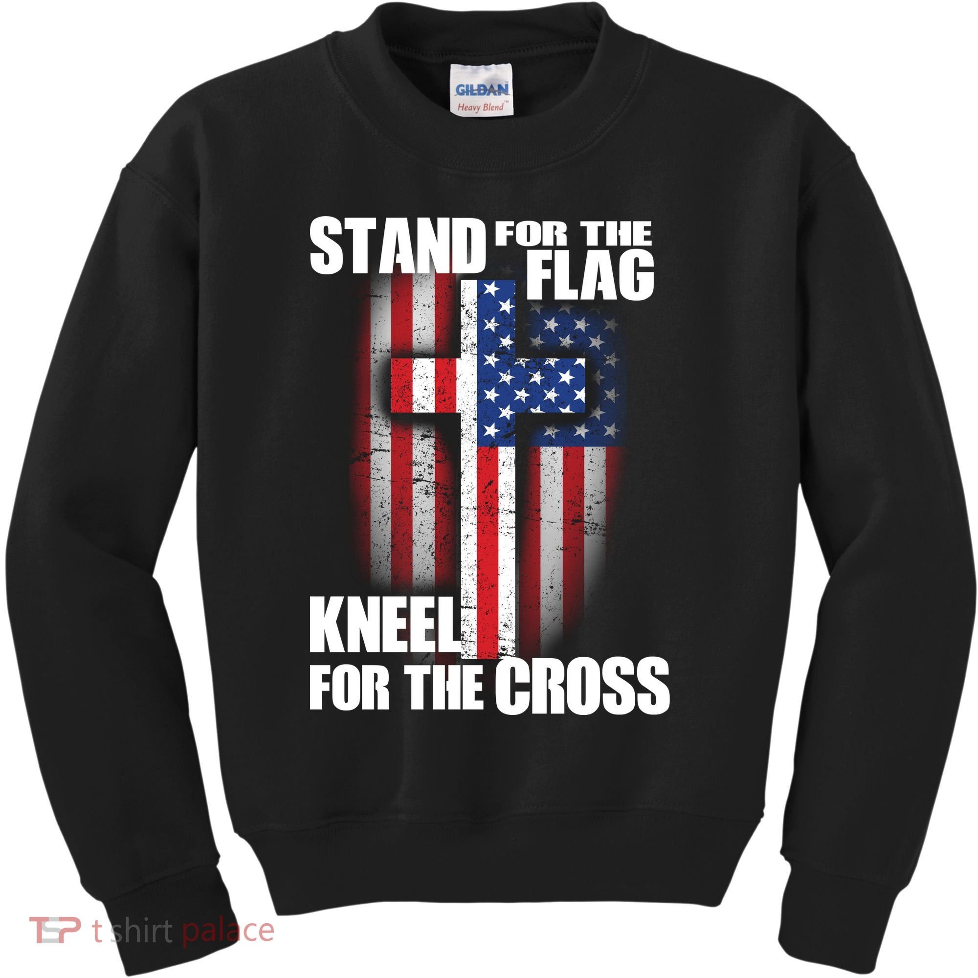 USA Patriotic Stand For The Flag Kneel For The Cross Kids Sweatshirt