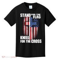 USA Patriotic Stand For The Flag Kneel For The Cross Kids T-Shirt thumb 0