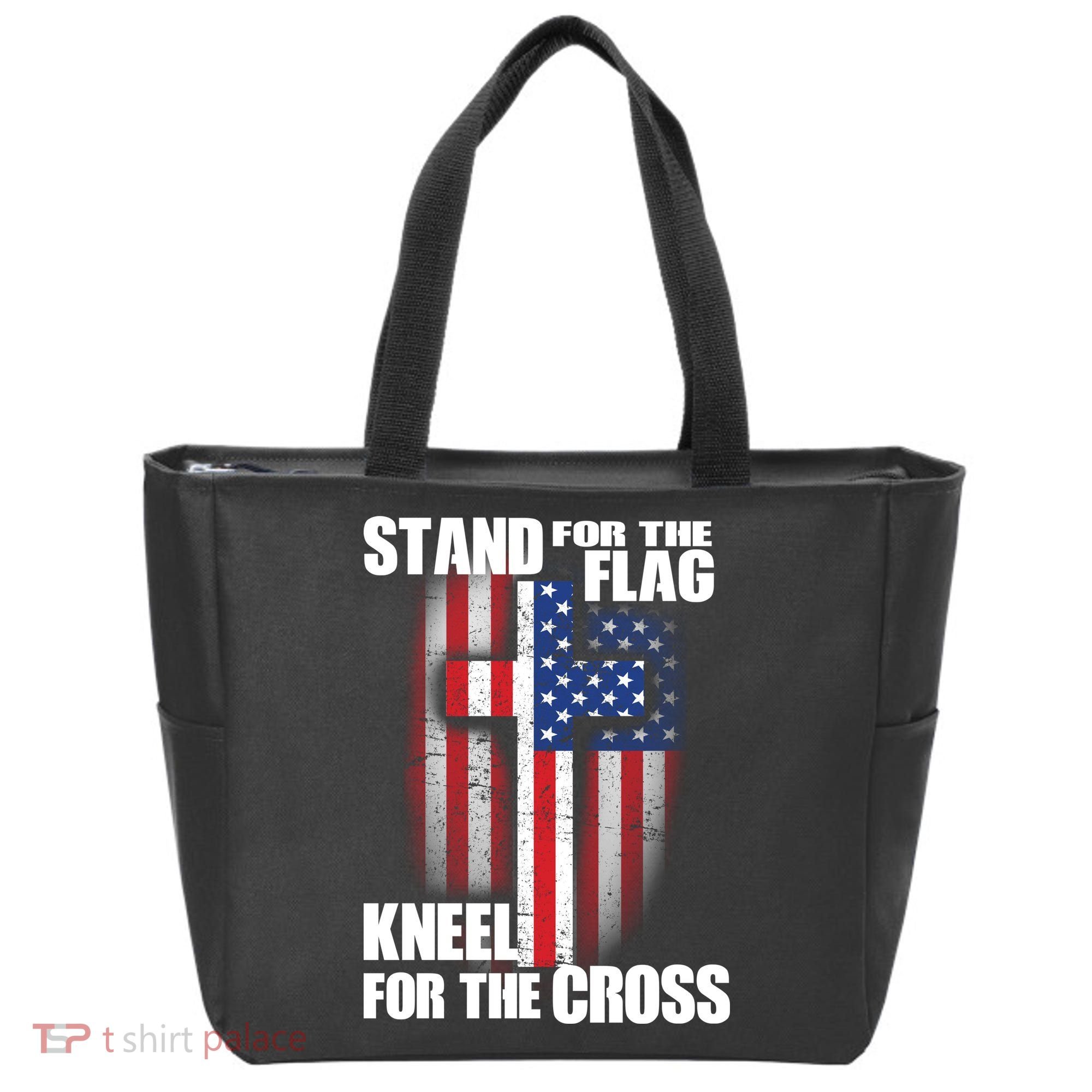 USA Patriotic Stand For The Flag Kneel For The Cross Tote Bag