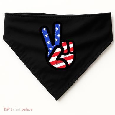 USA Peace Sign USA-Made Doggie Bandana