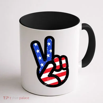 USA Peace Sign Coffee Mug back