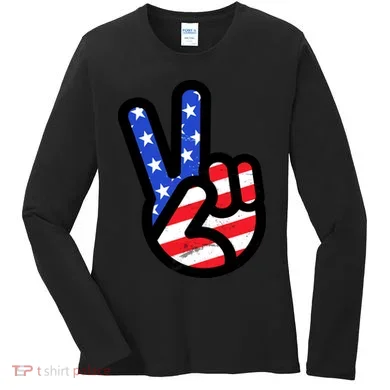 USA Peace Sign Women's Long Sleeve Shirt