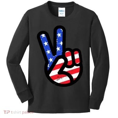 USA Peace Sign Kids Long Sleeve Shirt
