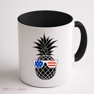 USA Pineapple With Sunglasses Coffee Mug back