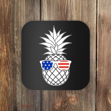 USA Pineapple With Sunglasses Coaster