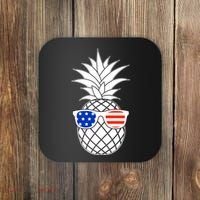 USA Pineapple With Sunglasses Coaster thumb 0
