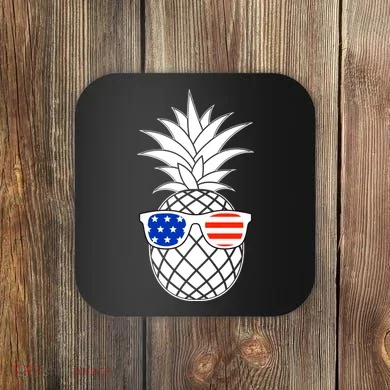 USA Pineapple With Sunglasses Coaster