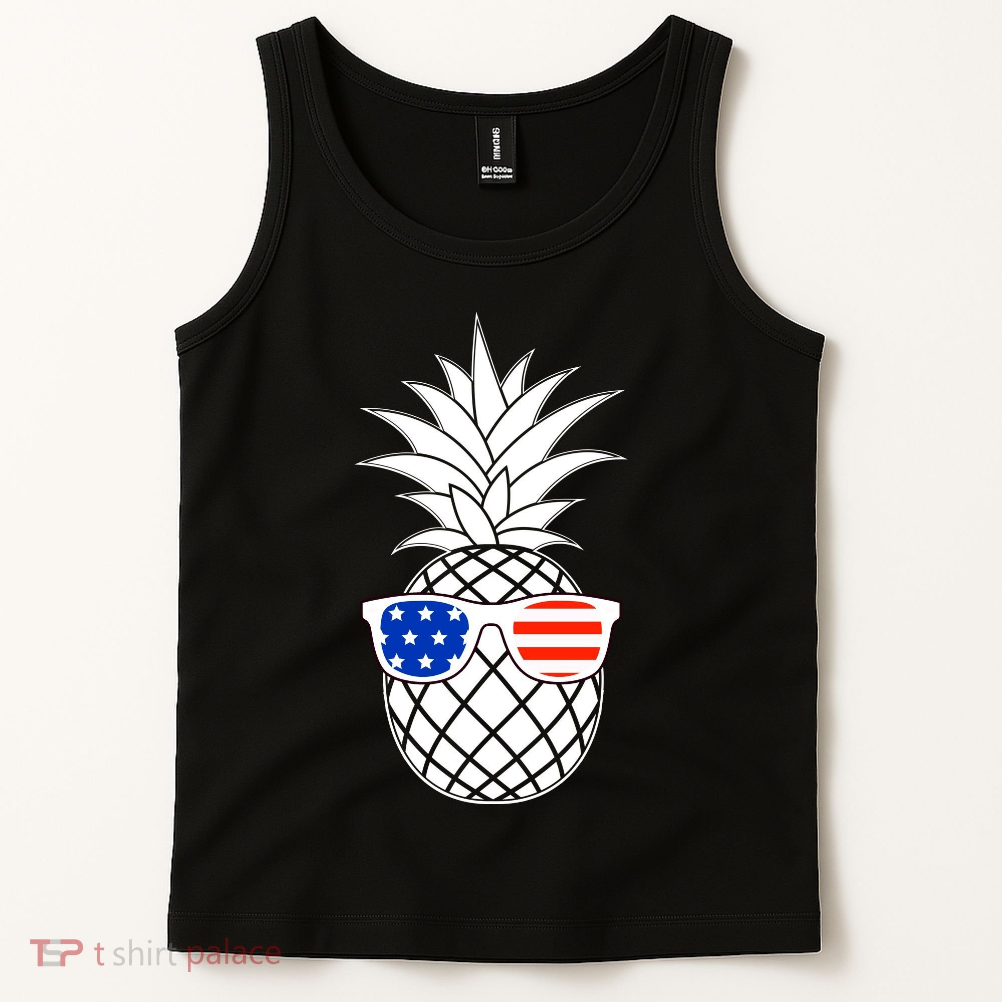 USA Pineapple With Sunglasses Tank Top