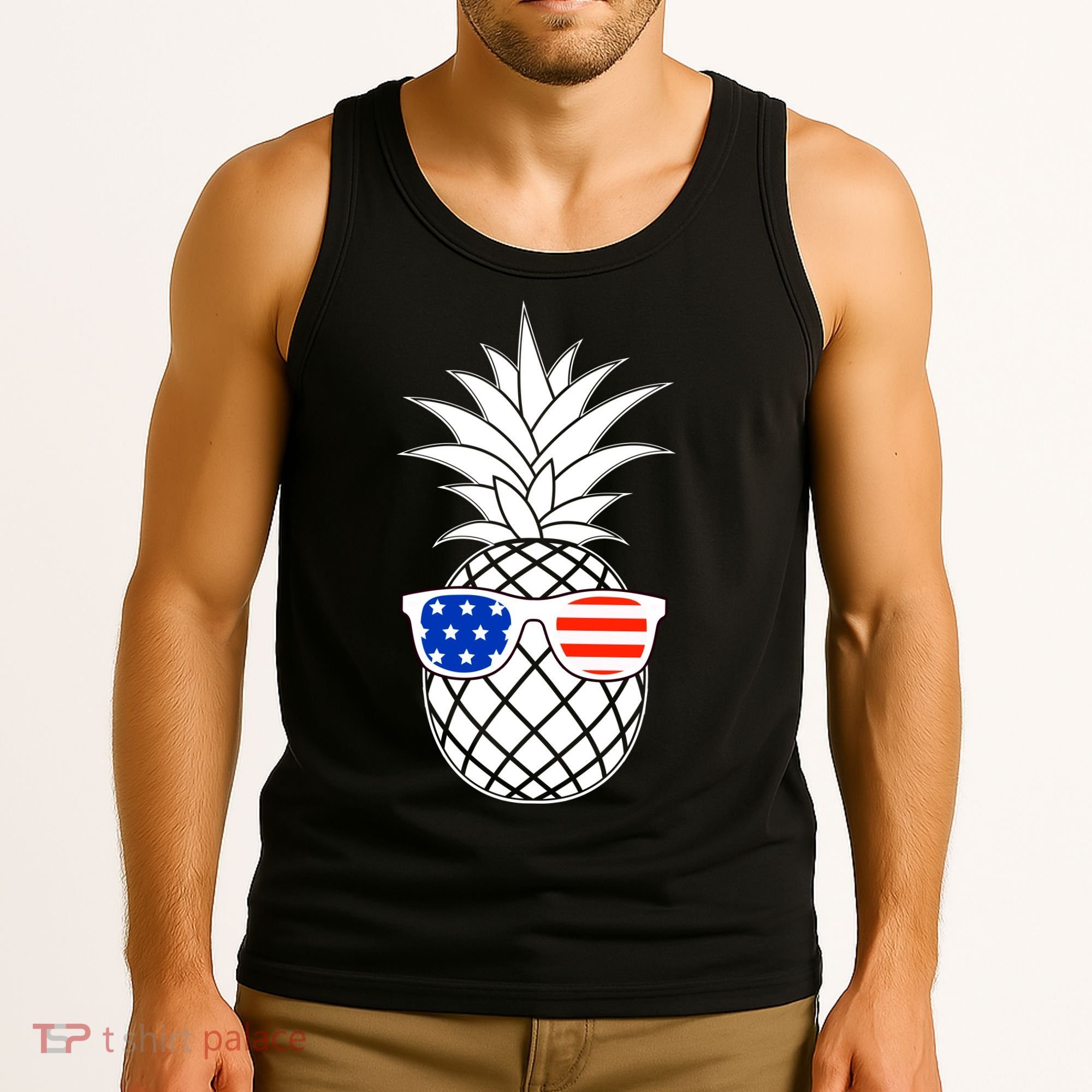 USA Pineapple With Sunglasses Tank Top