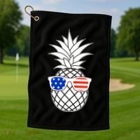 USA Pineapple With Sunglasses Golf Towel thumb 1